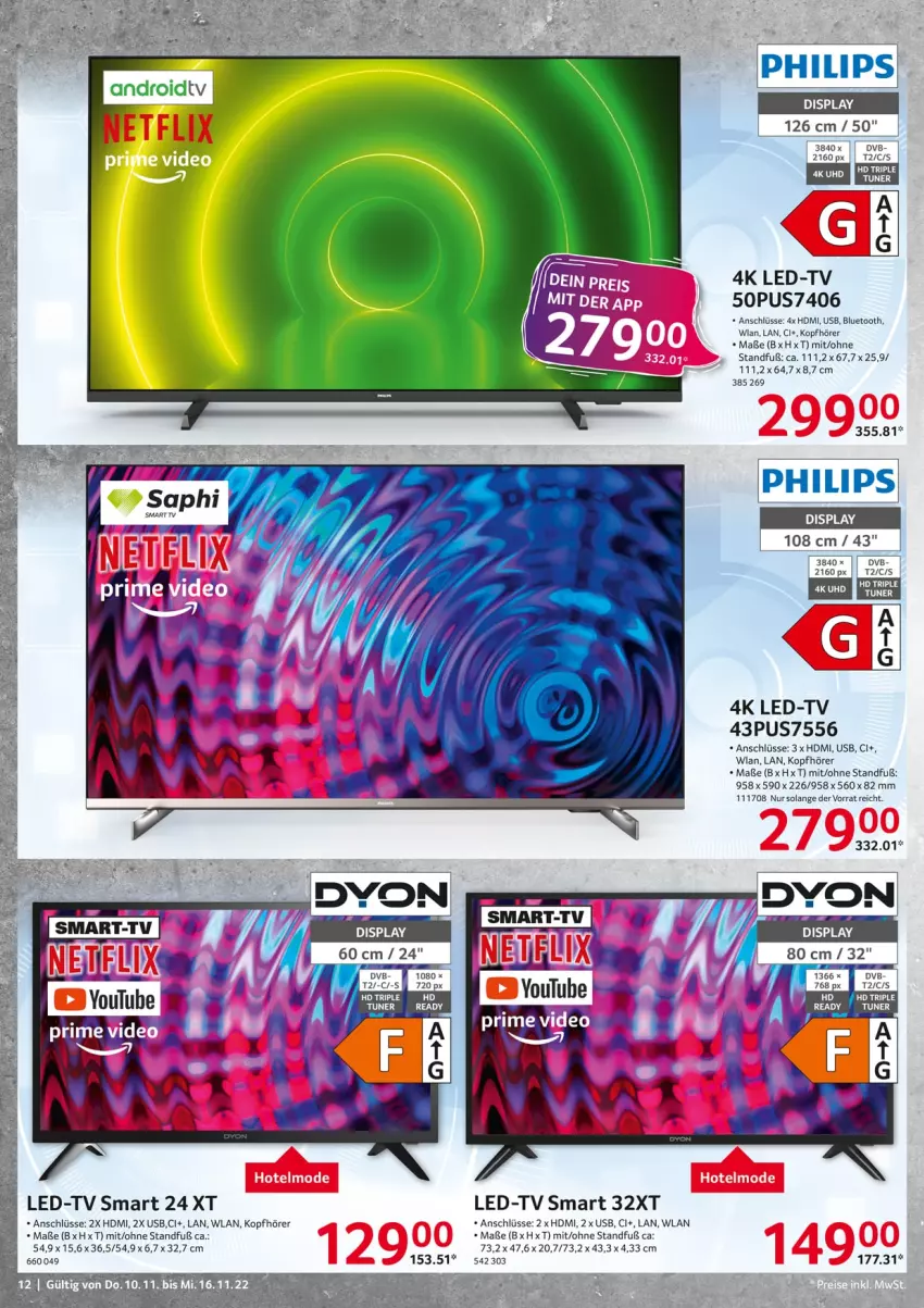 Aktueller Prospekt Selgros - Non Food - von 10.11 bis 16.11.2022 - strona 12 - produkty: dvb, HDMI, kopfhörer, Philips, usb, Yo