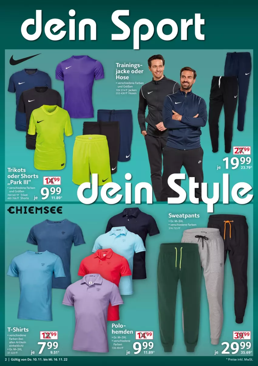 Aktueller Prospekt Selgros - Non Food - von 10.11 bis 16.11.2022 - strona 2 - produkty: hemd, hemden, hose, hosen, Jacke, Pants, shirt, shirts, shorts, Sport, T-Shirt, Ti, Trikot