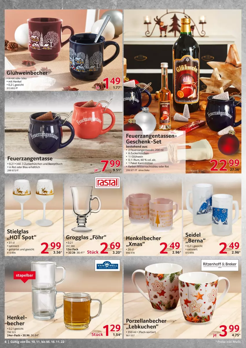 Aktueller Prospekt Selgros - Non Food - von 10.11 bis 16.11.2022 - strona 6 - produkty: Becher, buch, Glühwein, henkel, Kamin, kuchen, Lebkuchen, rezept, rum, tasse, Ti, wein, xmas, Zangen, zucker