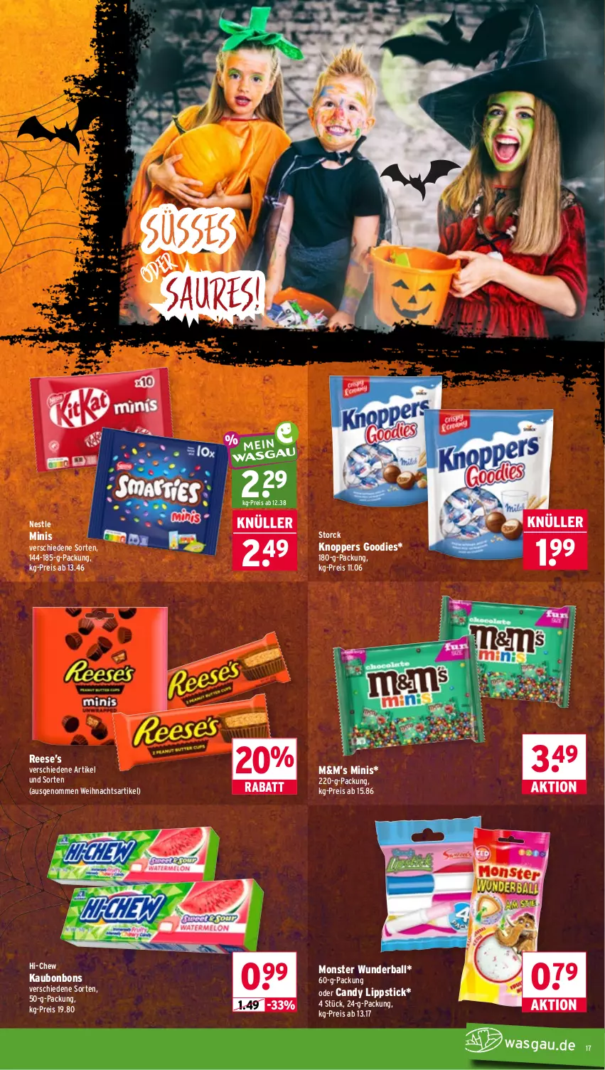 Aktueller Prospekt Wasgau - von 26.10 bis 31.10.2026 - strona 17 - produkty: ball, bonbons, eis, knoppers, monster, reis, storck, Ti