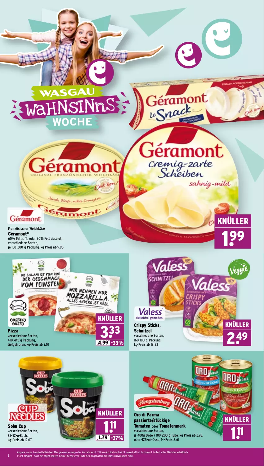 Aktueller Prospekt Wasgau - von 26.10 bis 31.10.2026 - strona 2 - produkty: angebot, auer, Becher, eis, französischer weichkäse, géramont, Käse, oro di parma, pizza, reis, schnitzel, Ti, tomate, tomaten, tomatenmark, weichkäse