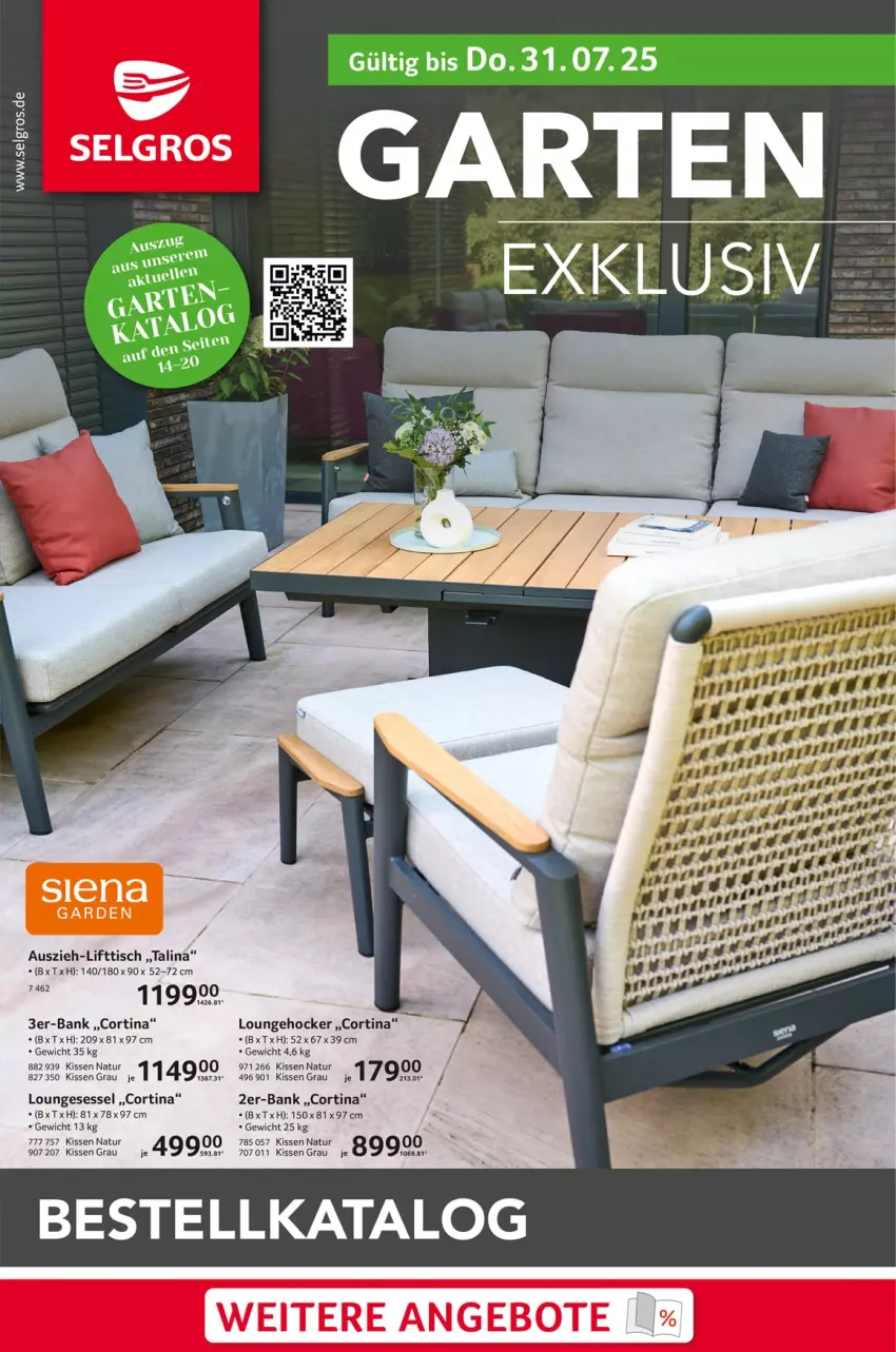 Aktueller Prospekt Selgros - Non Food - von 15.05 bis 21.05.2025 - strona 13 - produkty: Bank, hocker, kissen, LG, loungesessel, natur, sessel, Ti, tisch