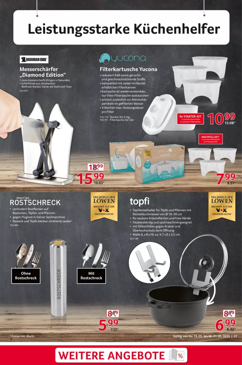 Aktueller Prospekt Selgros - Non Food - von 15.05 bis 21.05.2025 - strona 27 - produkty: angebot, angebote, auer, aust, besteck, bestecke, decke, Deckel, eis, küche, Küchen, Küchenhelfer, LG, mac, messer, pfanne, pfannen, rostschreck, spülmaschinen, Tasche, Ti, topf, und pfanne, wasser
