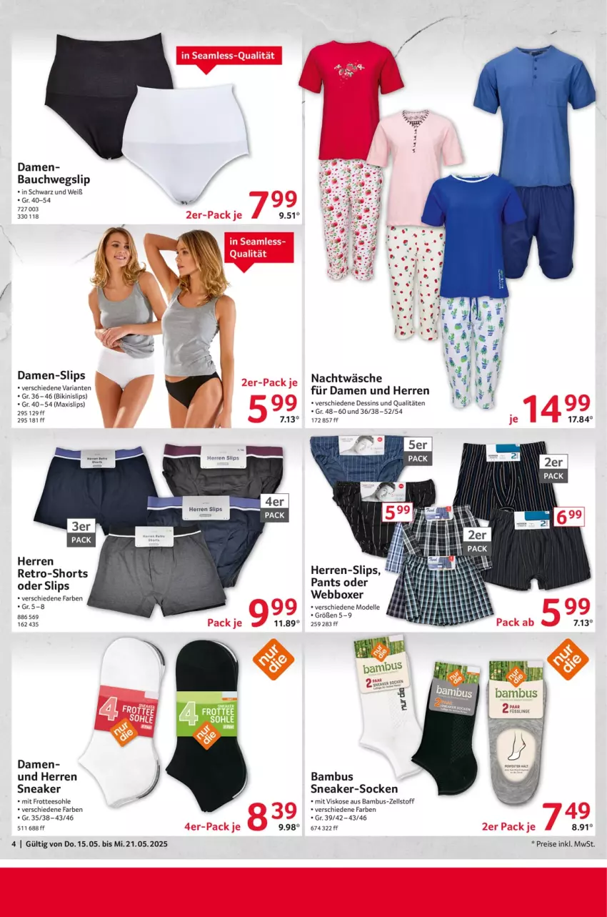 Aktueller Prospekt Selgros - Non Food - von 15.05 bis 21.05.2025 - strona 4 - produkty: bambus, Bau, bikini, Damen-Slip, damen-slips, dell, eis, elle, mit frotteesohle, Mode, Pants, reis, Ria, shorts, slip, slips, sneaker, socken, tee, Ti