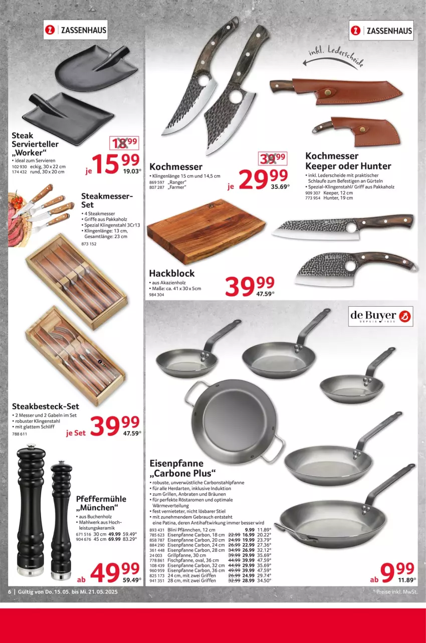 Aktueller Prospekt Selgros - Non Food - von 15.05 bis 21.05.2025 - strona 6 - produkty: besteck, besteck-set, braten, buch, eis, elle, fisch, gabel, grill, Grillpfanne, herdarten, Holz, HP, latte, messer, pfanne, pfeffer, Pfeffermühle, Rauch, Spezi, steak, steakbesteck, teller, Ti, tisch