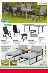 Gazetka promocyjna Selgros - Non Food - Gazetka - ważna od 21.05 do 21.05.2025 - strona 22 - produkty: aluminiumgestell, armlehnen, glasplatte, greemotion, hocker, Holz, HP, kissen, klappsessel, latte, LG, lounge-set, natur, sessel, stapelsessel, Ti, tisch, tischplatte