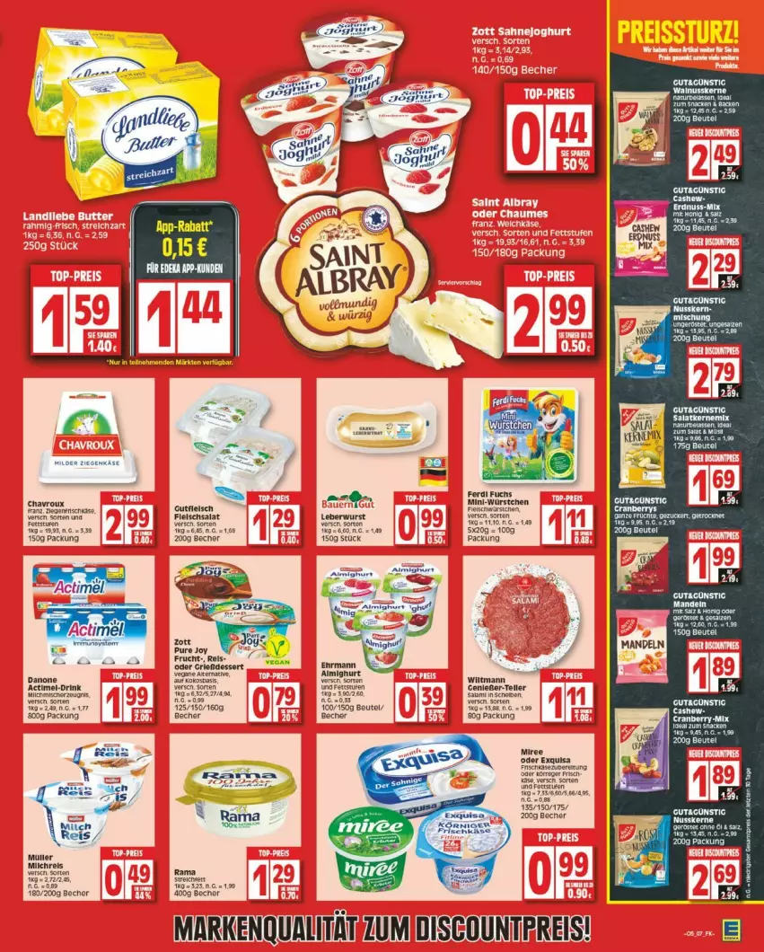 Aktueller Prospekt Edeka - Prospekte - von 29.01 bis 03.02.2024 - strona 7 - produkty: Becher, beutel, chavroux, dessert, eis, elle, exquisa, ferdi fuchs, fleisch, frucht, Käse, kokos, miree, reis, rel, salat, tee, teller, Ti, Yo, zott