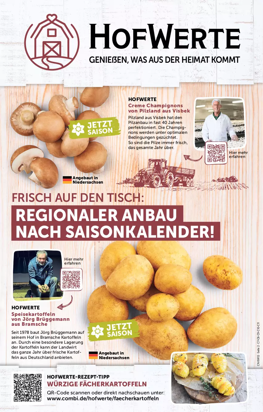 Aktueller Prospekt Combi - Prospekte - von 18.03 bis 23.03.2024 - strona 2 - produkty: Bau, champignon, champignons, creme, eis, erde, kartoffel, kartoffeln, pilze, rezept, rezept-tipp, sac, speisekartoffeln, Ti, tisch