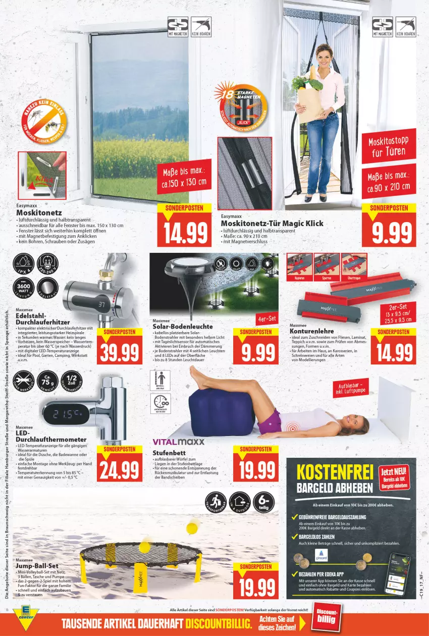 Aktueller Prospekt E Center - Angebote der Woche - von 09.05 bis 14.05.2022 - strona 17 - produkty: angebot, angebote, armatur, armaturen, auer, auto, Bad, Badewanne, ball, Bau, bett, braun, burger, coupon, coupons, dell, dusche, easymaxx, edelstahl, eis, elle, fenster, Garten, hamburger, laminat, leds, leine, Leuchte, leuchten, Liege, Mode, moskitonetz, pool, säge, schrauben, Tasche, tee, teppich, thermometer, Ti, tisch, vita, vitalmaxx, Wanne, wasser, werkzeug, würfel