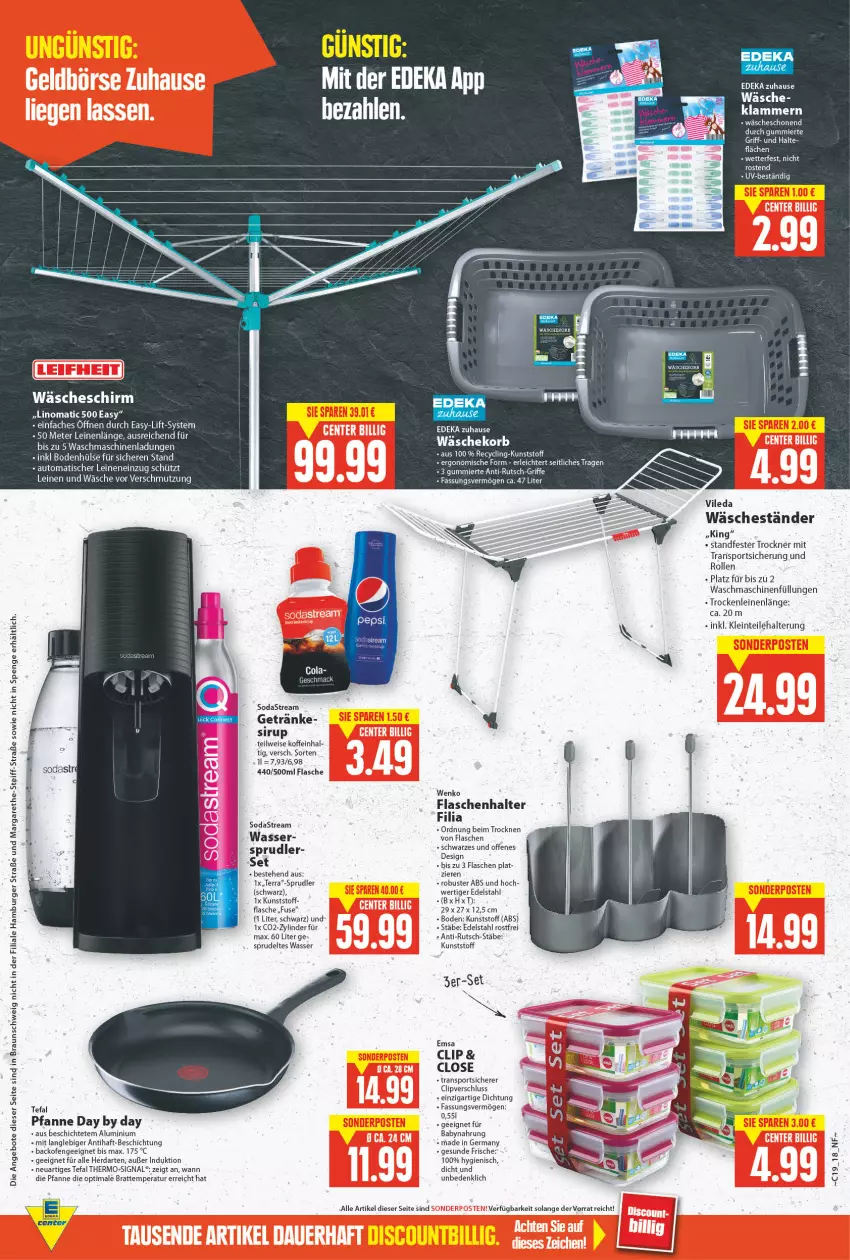 Aktueller Prospekt E Center - Angebote der Woche - von 09.05 bis 14.05.2022 - strona 18 - produkty: angebot, angebote, auto, Babynahrung, backofen, bett, braun, burger, Clin, deka, edelstahl, eis, emsa, flasche, Germ, getränk, getränke, hamburger, herdarten, Klammern, korb, lamm, leine, mac, Ofen, pepsi, pfanne, Signal, Soda, sodastream, Sport, Sprudel, tefal, Ti, tisch, Trockner, vileda, wäschekorb, wäscheschirm, waschmaschine, waschmaschinen, wasser, wenko