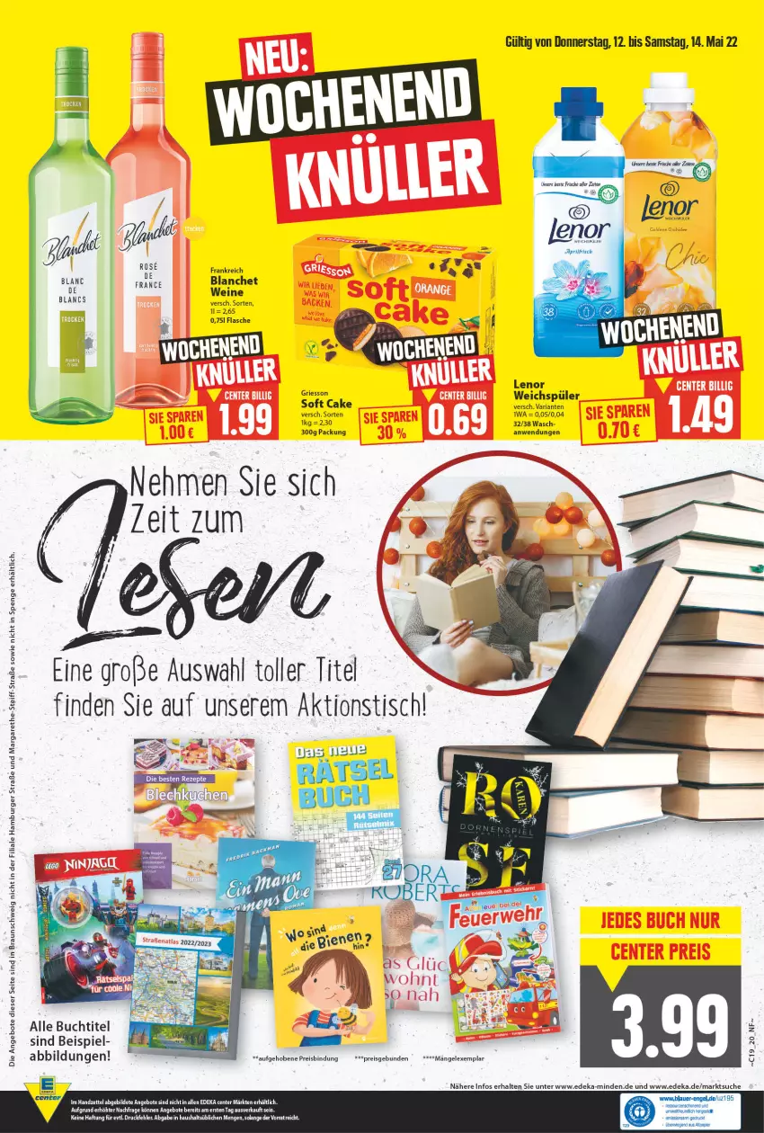 Aktueller Prospekt E Center - Angebote der Woche - von 09.05 bis 14.05.2022 - strona 20 - produkty: angebot, angebote, auer, braun, buch, burger, deka, eis, Engel, ente, flasche, griesson, hamburger, lenor, papier, pril, reis, Ria, Ti, tisch, weichspüler, wein, weine