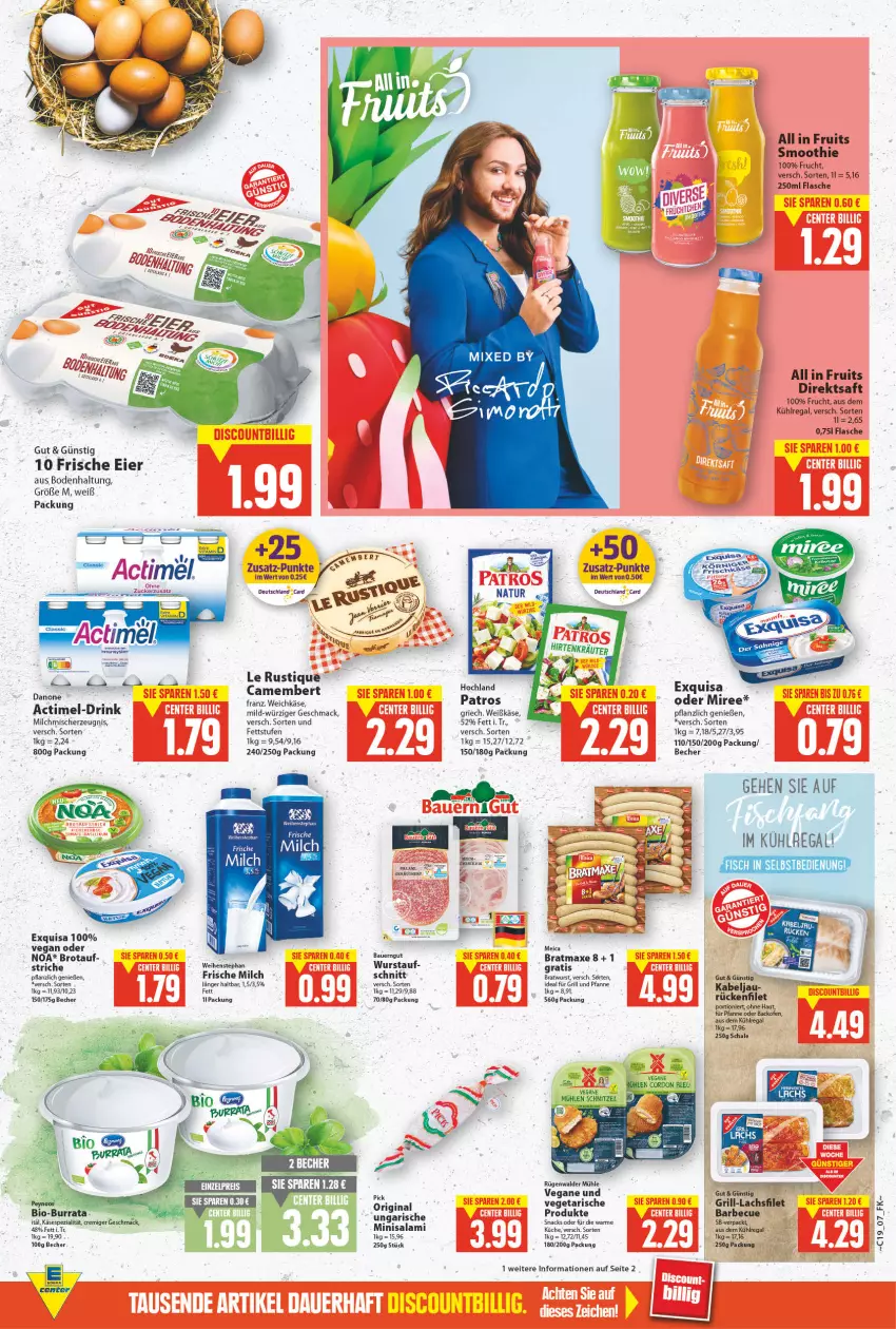 Aktueller Prospekt E Center - Angebote der Woche - von 09.05 bis 14.05.2022 - strona 7 - produkty: actimel, aus dem kühlregal, axe, backofen, barbecue, Becher, bratmaxe, bratwurst, brot, camembert, danone, deutschland card, direktsaft, eier, exquisa, filet, flasche, frische milch, frucht, für grill und pfanne, gin, grill, grill und pfanne, grill-lachs, ideal für grill, ideal für grill und pfanne, Käse, küche, kühlregal, lachs, lachsfilet, mac, meica, milch, Ofen, pfanne, regal, rügenwalder, rügenwalder mühle, saft, salami, Schal, Schale, smoothie, snack, snacks, Spezi, Ti, und pfanne, Vegeta, weichkäse, weihenstephan, wurst