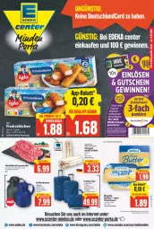Gazetka promocyjna E Center - Angebote der Woche - Gazetka - ważna od 14.05 do 14.05.2022 - strona 1 - produkty: Becher, braten, buch, butter, deka, deutschlandcard, eis, ente, erde, fisch, fische, Fischer, fleisch, gutschein, gutscheine, hackfleisch, isolierkanne, jeans, meggle, reis, reisetasche, rind, rwe, Schere, schwein, schwein und rind, spargel, Streichzart, Tasche, telefon, Ti, trolley, wein, Yo
