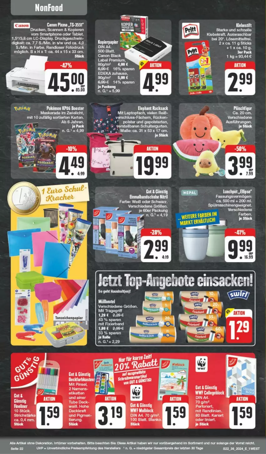 Aktueller Prospekt Edeka - Prospekte - von 31.08 bis 07.09.2024 - strona 22 - produkty: canon, deckfarbkasten, kraft, Laptop, Maske, Pinsel, smartphone, tablet, tee, Ti, topf