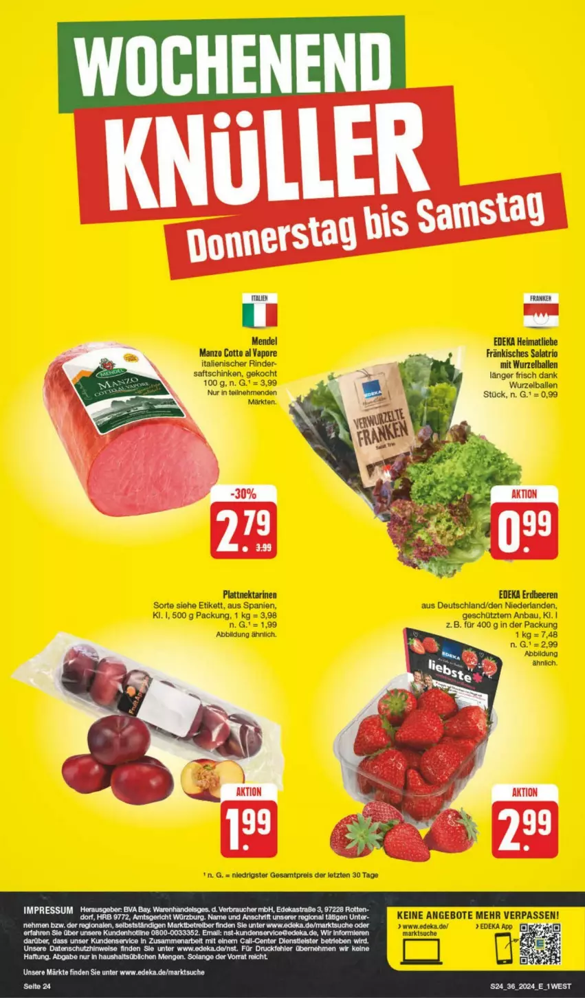 Aktueller Prospekt Edeka - Prospekte - von 31.08 bis 07.09.2024 - strona 24 - produkty: angebot, angebote, Bau, beere, beeren, deka, eis, erdbeere, erdbeeren, Nektar, nektarinen, reis, Ti, ZTE