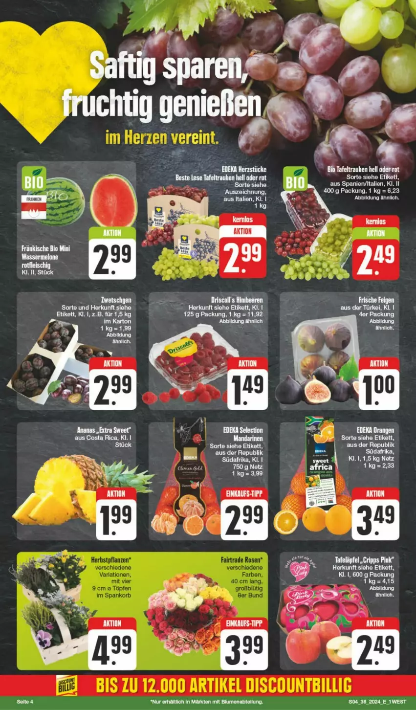 Aktueller Prospekt Edeka - Prospekte - von 31.08 bis 07.09.2024 - strona 4 - produkty: Abtei, beere, beeren, bio, blume, blumen, elle, frucht, himbeer, himbeere, himbeeren, Kuner, tee, Ti