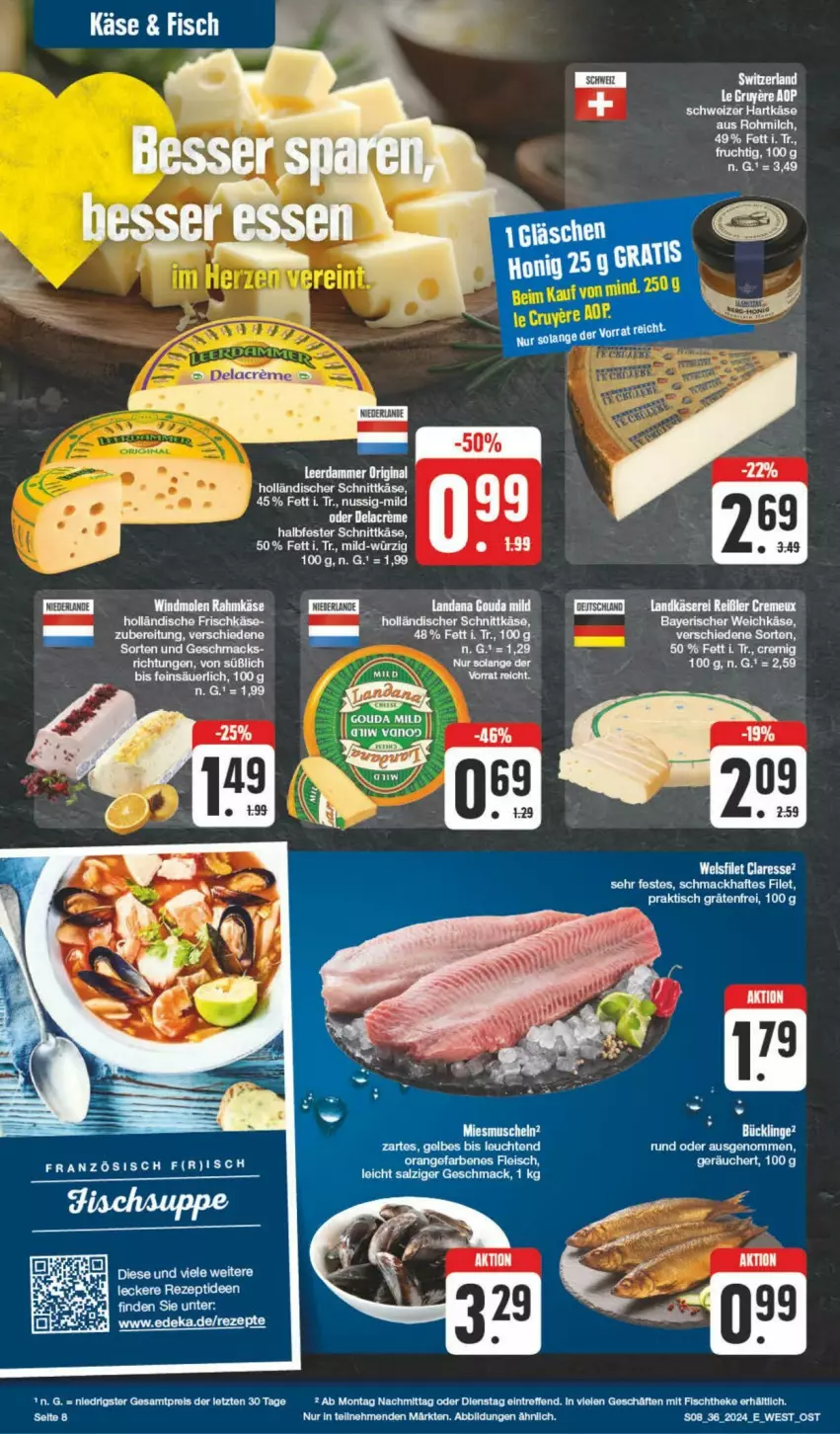 Aktueller Prospekt Edeka - Prospekte - von 31.08 bis 07.09.2024 - strona 8 - produkty: buch, creme, deka, filet, fisch, halbfester schnittkäse, holländischer schnittkäse, HP, Käse, mac, milch, rezept, rezepte, schnittkäse, tee, Ti, tisch, weichkäse