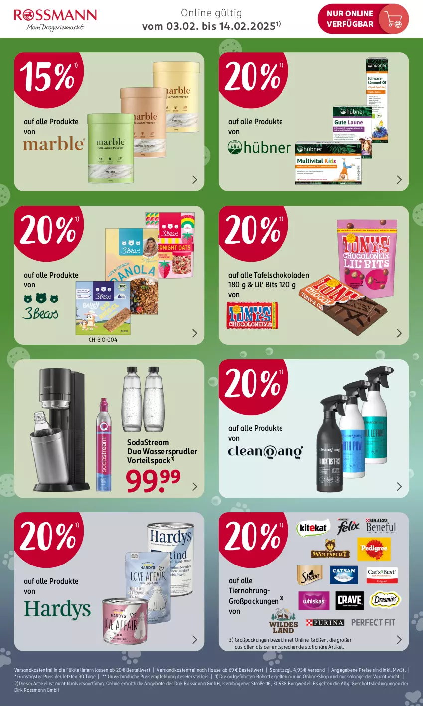 Aktueller Prospekt Rossmann - Prospekte - von 03.02 bis 14.02.2025 - strona 4 - produkty: angebot, angebote, bio, eis, elle, LG, ndk, reis, schoko, schokolade, schokoladen, Soda, sodastream, tafelschokolade, teller, Ti, tiernahrung, versandkostenfrei, wasser, wassersprudler, wedel, ZTE