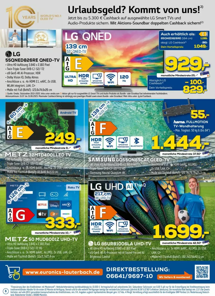 Aktueller Prospekt Euronics - Prospekte - von 22.07 bis 30.07.2023 - strona 6 - produkty: Android TV, dell, dvb, elle, HDMI, LG, mam, Mode, ndk, smart tv, soundbar, Ti, tisch, tuner, uhd, UHD-TV, usb