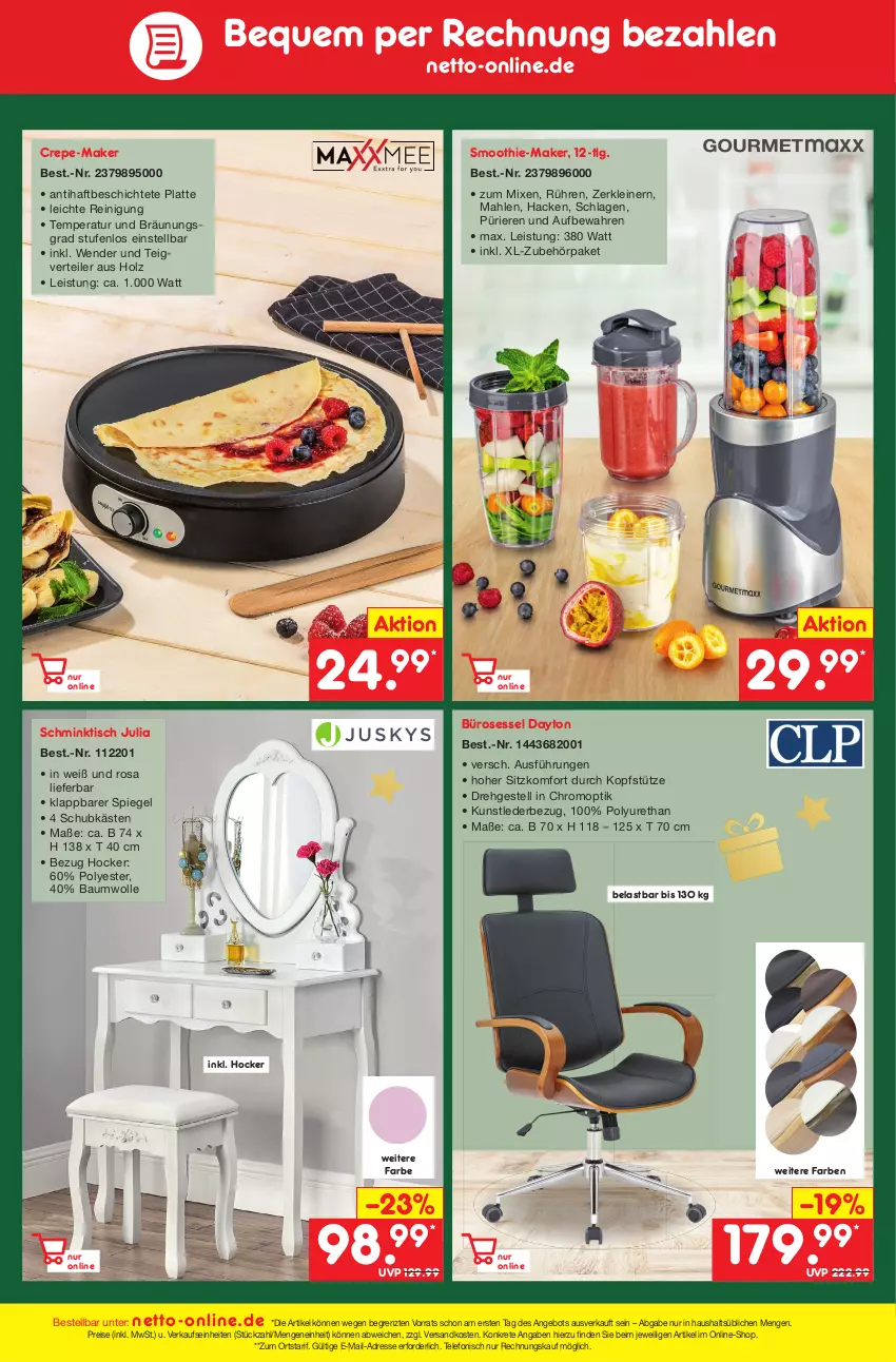 Aktueller Prospekt Netto Marken-Discount - Filial-Angebote - von 14.11 bis 19.11.2022 - strona 49 - produkty: angebot, Bau, baumwolle, eis, hocker, Holz, kopfstütze, latte, leine, LG, ndk, Reinigung, reis, sessel, smoothie, spiegel, telefon, Ti, tisch, wolle, ZTE