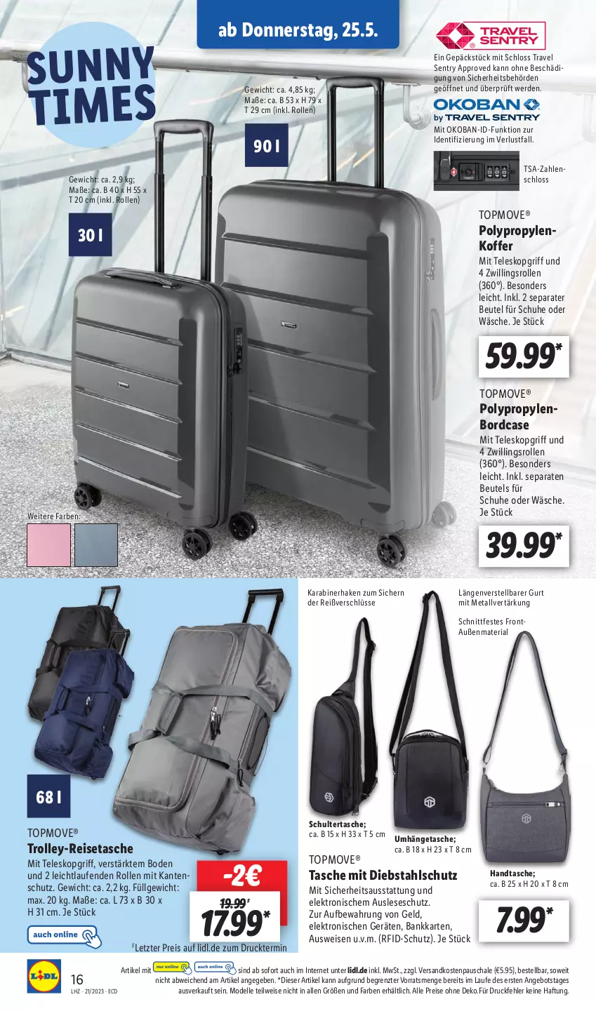 Aktueller Prospekt Lidl - Aktionsprospekt - von 22.05 bis 27.05.2023 - strona 18 - produkty: angebot, Bank, beutel, dell, eis, Elektro, elle, erde, Handtasche, koffer, Laufen, LG, Mode, ndk, reis, reisetasche, Ria, Schal, Schale, schuhe, Schultertasche, Tasche, Teleskop, Ti, trolley, umhängetasche, ZTE