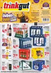 Gazetka promocyjna Trinkgut - Gazetka - ważna od 15.07 do 15.07.2023 - strona 1 - produkty: Alwa, angebot, angebotspreis, aperitif, brause, buch, coupon, deka, deutschlandcard, doppio passo, drink, eis, energy drink, fassbrause, flasche, gerolsteine, gerolsteiner, gutschein, LG, lillet, limo, limonade, limonaden, mais, mineralwasser, monster, Monster Energy, passo, pils, pilsener, reis, sinalco, steiner, Ti, uhr, veltins, veltins pilsener, vilsa, vodka, wasser