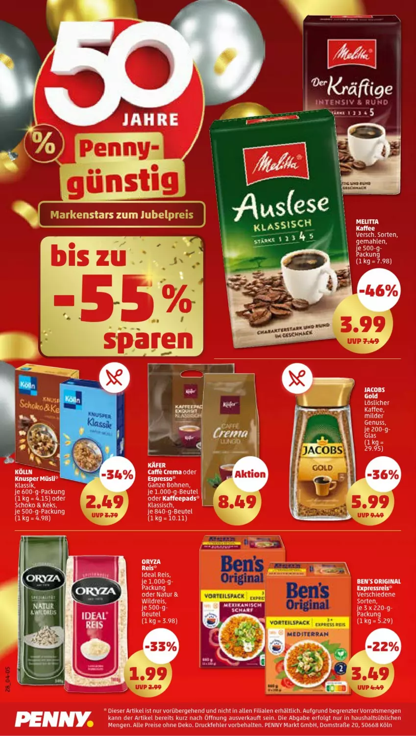 Aktueller Prospekt Penny - Prospekte - von 22.05 bis 27.05.2023 - strona 30 - produkty: bohne, bohnen, caffe, eis, gin, jacobs, käfer, kaffee, kaffeepads, keks, LG, müsli, natur, reis, schoko, Ti, Wild, ZTE