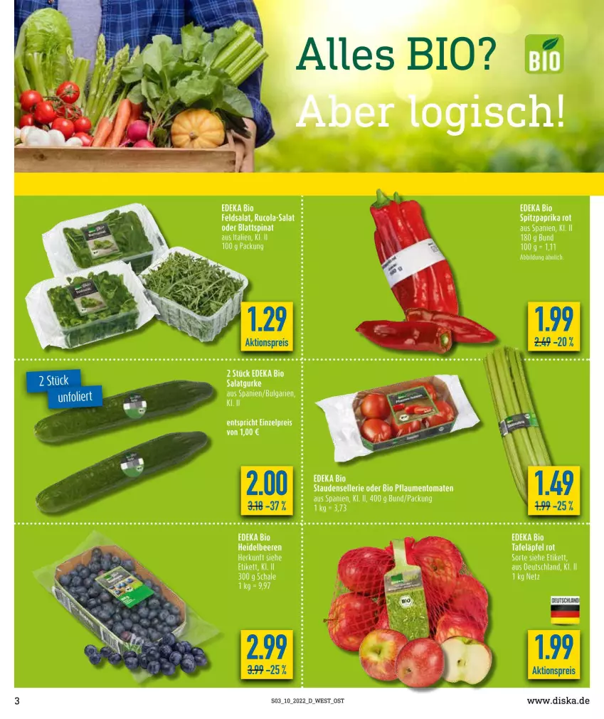 Aktueller Prospekt Diska - Prospekte - von 07.03 bis 12.03.2022 - strona 3 - produkty: aktionspreis, blattspinat, cola, eis, feldsalat, gurke, LG, paprika, paprika rot, reis, rucola, salat, Salatgurke, Schal, Schale, spinat, Spitzpaprika, tafeläpfel, tee, Ti