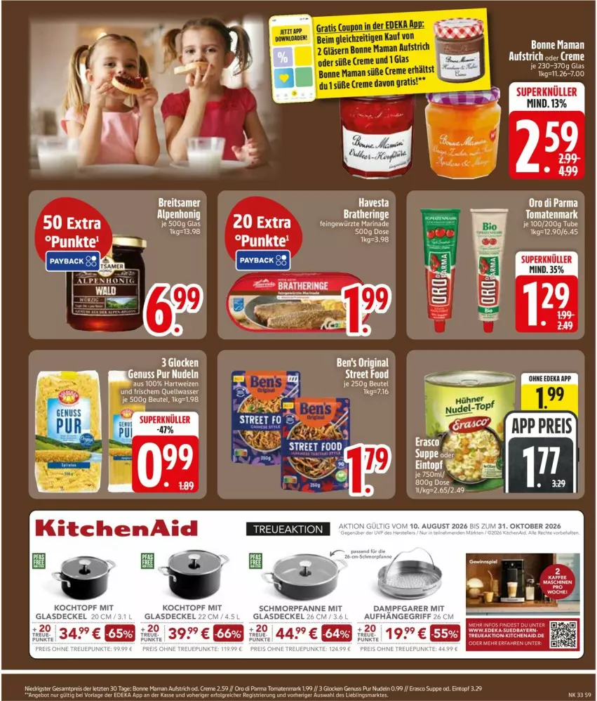 Aktueller Prospekt Edeka - Prospekte - von 10.08 bis 14.08.2026 - strona 11 - produkty: aufstrich, beutel, bio, bonne maman, creme, decke, Deckel, eis, gewürz, gin, Glasdeckel, hartweizen, hering, Kochtopf, mam, marinade, nudel, nudeln, nuss, pfanne, reis, ring, schmorpfanne, topf, ZTE