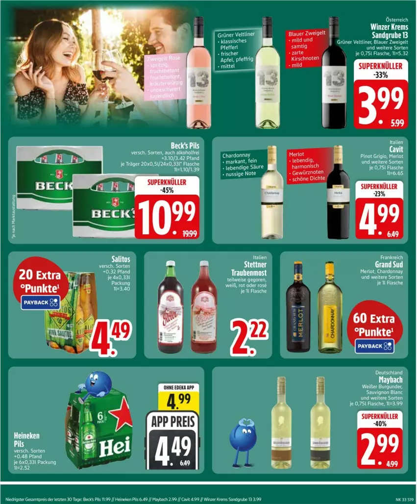 Aktueller Prospekt Edeka - Prospekte - von 10.08 bis 14.08.2026 - strona 21 - produkty: apfel, auer, beck's, blauer zweigelt, burgunder, chardonnay, deka, eier, eis, flasche, grüner veltliner, heineken, Kette, maybach, merl, merlot, olsen, pils, Pinot, pinot grigio, reis, sauvignon, sauvignon blanc, ZTE, Zweigelt