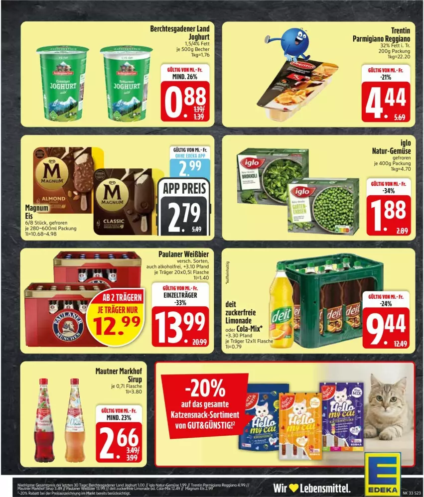 Aktueller Prospekt Edeka - Prospekte - von 10.08 bis 14.08.2026 - strona 27 - produkty: alkohol, Becher, bier, deit, deka, flasche, iglo, joghur, joghurt, lebensmittel, limo, limonade, Mautner, natur, parmigiano, parmigiano reggiano, Paula, paulaner, reggiano, Ti, Zelt, zucker