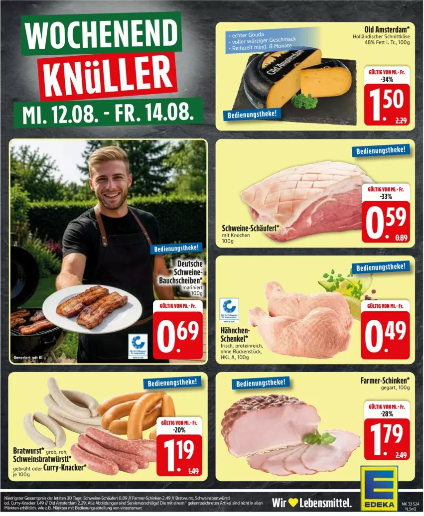 Aktueller Prospekt Edeka - Prospekte - von 10.08 bis 14.08.2026 - strona 28 - produkty: bratwurst, gouda, henkel, holländischer schnittkäse, Käse, knacker, lebensmittel, mac, Old Amsterdam, schenkel, schinken, schnittkäse, schwein, schweine, sony, tee, Ti, wein, weine, wurst