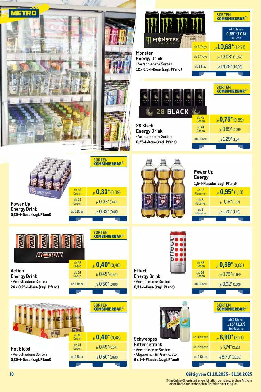 Aktueller Prospekt Metro - Wochen-Angebote Händler - von 29.09 bis 04.10.2025 - strona 13 - produkty: Alwa, brunnen, drink, Effect, eis, eiskaffee, energy drink, flasche, gerolsteine, gerolsteiner, getränk, hochwald, kaffee, kakao, lack, milch, mineralwasser, monster, Monster Energy, reis, schweppes, steiner, Ti, tiefpreis, vita, volvic, wasser
