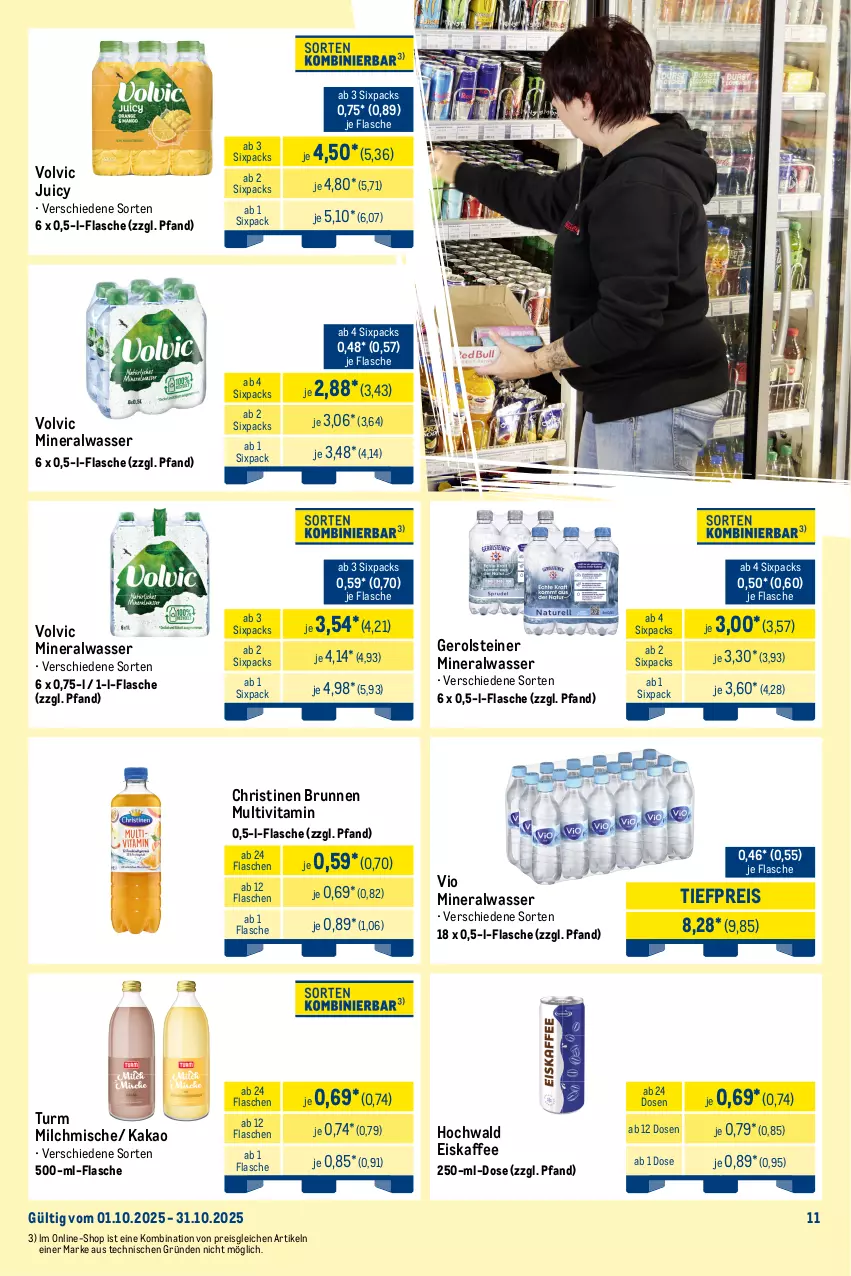 Aktueller Prospekt Metro - Wochen-Angebote Händler - von 29.09 bis 04.10.2025 - strona 14 - produkty: Alwa, brunnen, drink, Effect, eis, eiskaffee, energy drink, flasche, gerolsteine, gerolsteiner, getränk, hochwald, kaffee, kakao, lack, milch, mineralwasser, monster, Monster Energy, reis, schweppes, steiner, Ti, tiefpreis, vita, volvic, wasser