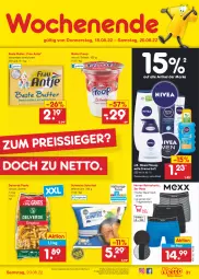 Gazetka promocyjna Netto Marken-Discount - Filial-Angebote - Gazetka - ważna od 20.08 do 20.08.2022 - strona 31 - produkty: angebot, Bau, beste butter, bestpreis, butter, creme, eis, erde, flüssigseife, frau antje, froop, Müller, müller froop, nivea, pasta, reis, retroshorts, schnitzel, schwein, schweine, Seife, shorts, Streichzart, Ti, wein, weine, wiener, ZTE