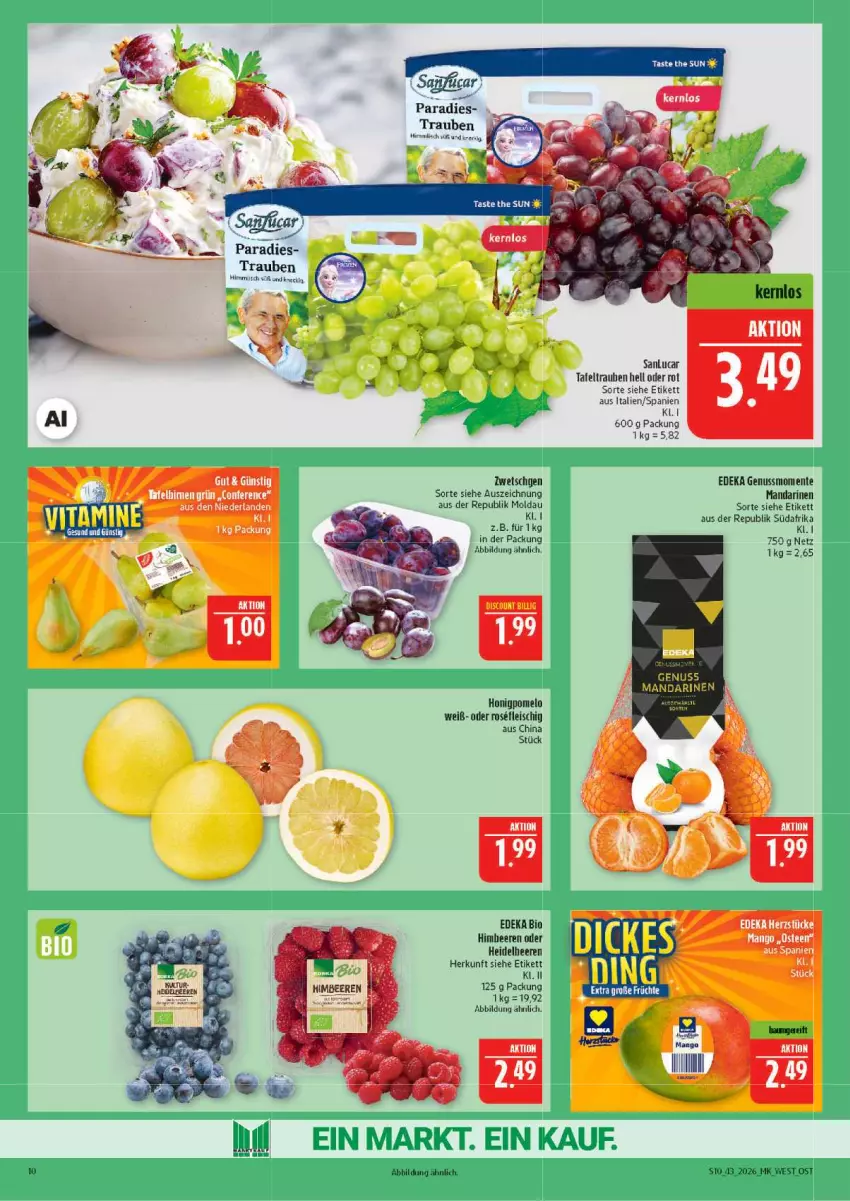Aktueller Prospekt Marktkauf - Prospekt - von 18.10 bis 24.10.2026 - strona 10 - produkty: beere, beeren, bio, deka, edeka bio, eis, ente, fleisch, heidelbeere, heidelbeeren, himbeer, himbeere, himbeeren, honig, Honigpomelo, mandarine, mandarinen, mango, nuss, Pomelo, tafeltrauben, tee, Ti, trauben