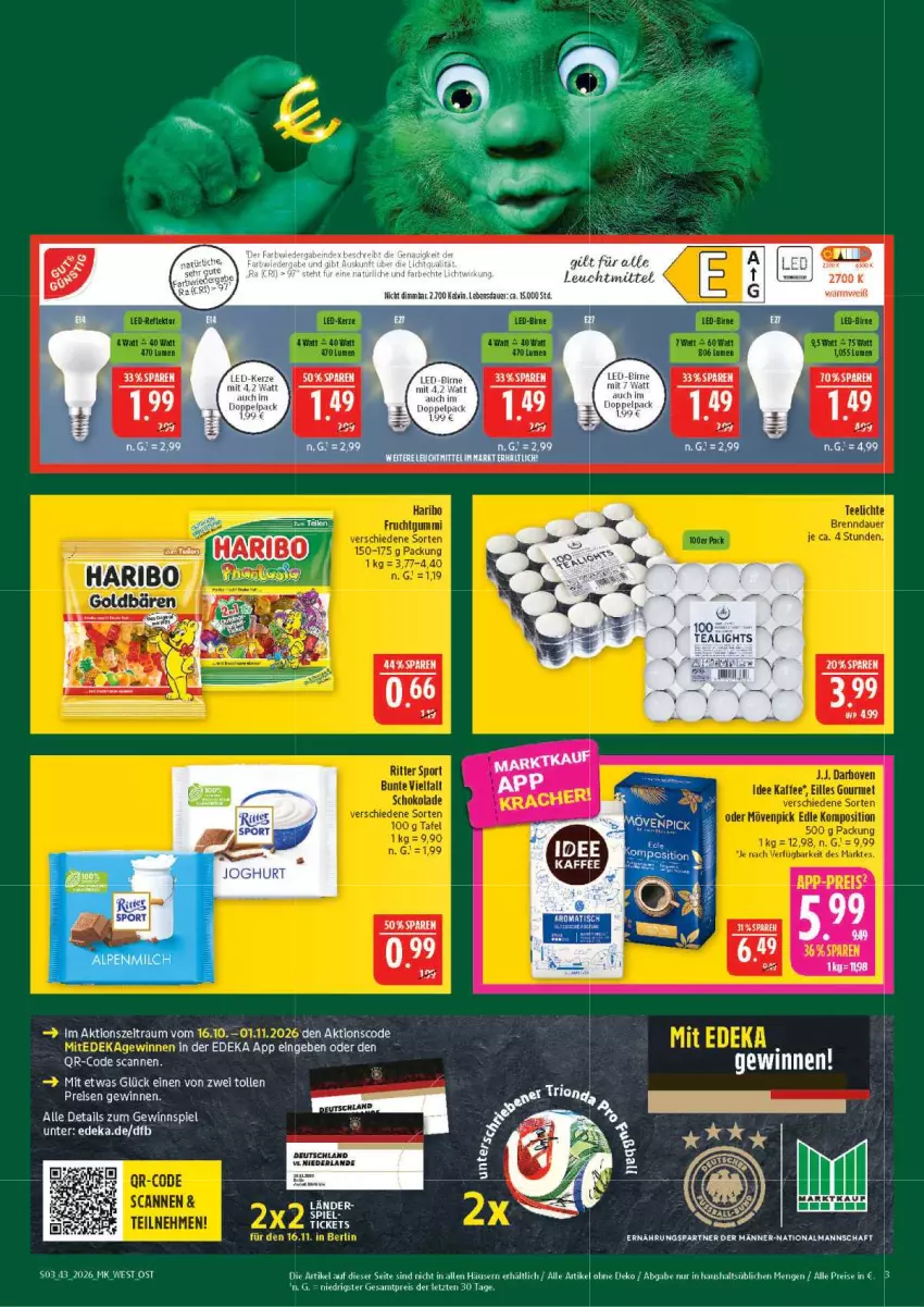Aktueller Prospekt Marktkauf - Prospekt - von 18.10 bis 24.10.2026 - strona 3 - produkty: auer, deka, eis, erde, gewinnspiel, haribo, kerze, LED-Kerze, leuchtmittel, reis, Ti