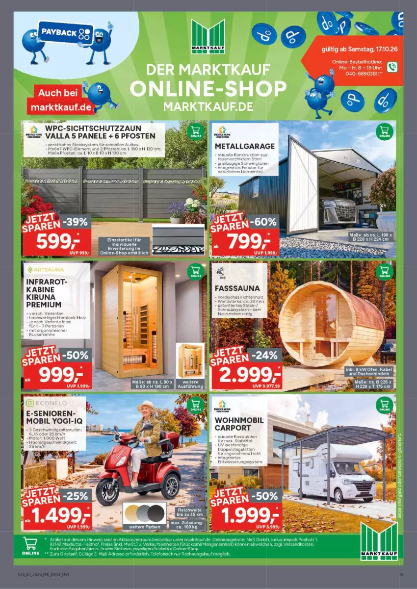 Aktueller Prospekt Marktkauf - Prospekt - von 18.10 bis 24.10.2026 - strona 35 - produkty: angebot, angebote, Bau, bio, Carport, eis, elle, Holz, LG, ndk, Ofen, reis, telefon, Ti, tisch, uhr, Yo