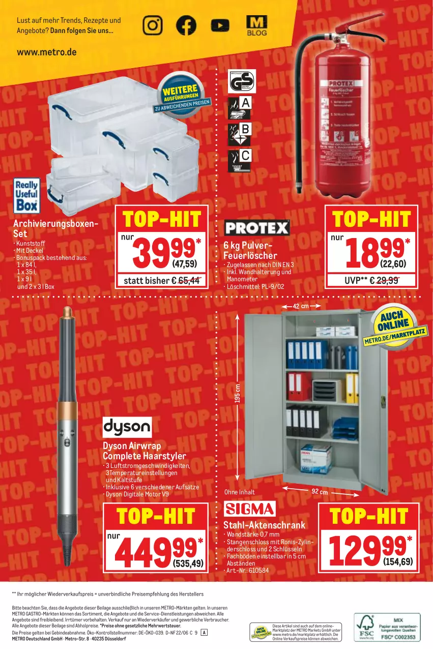 Aktueller Prospekt Metro - NonFood - von 15.06 bis 22.06.2022 - strona 12 - produkty: abholpreise, Airwrap, Aktenschrank, angebot, angebote, decke, Deckel, Dyson, Dyson Airwrap, eis, elle, ilag, LG, Metro, metro gastro, Rauch, reis, rezept, rezepte, rwe, Schrank, teller, Ti, top-hit, wandhalterung, wrap