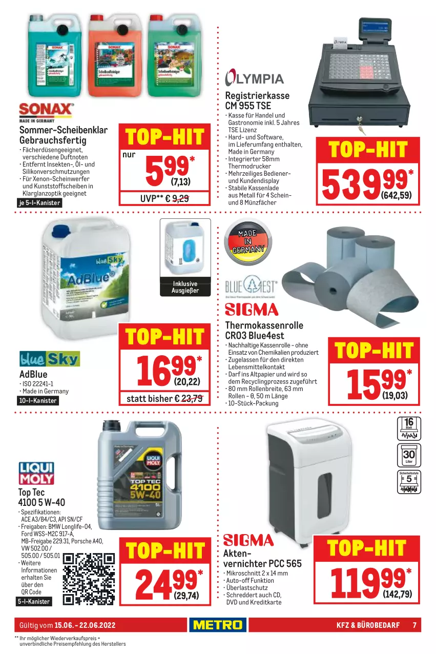 Aktueller Prospekt Metro - NonFood - von 15.06 bis 22.06.2022 - strona 7 - produkty: adblue, Aktenvernichter, auto, Brei, Clin, drucker, dvd, eis, elle, Germ, lebensmittel, longlife, papier, Rauch, reis, rum, sekt, Software, Spezi, teller, Ti, top-hit