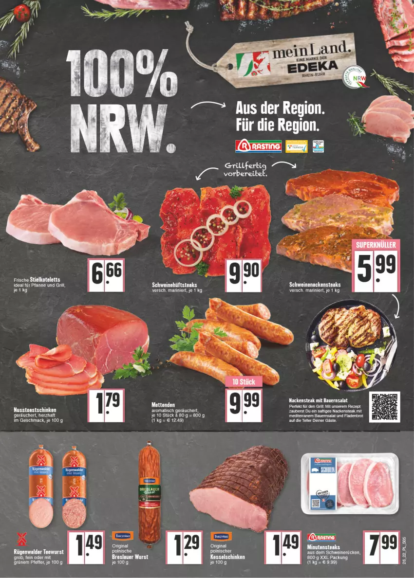 Aktueller Prospekt E Center - Angebote der Woche - von 27.06 bis 02.07.2022 - strona 5 - produkty: auer, Bau, Bauer, Bauernsalat, brot, elle, ente, Fladenbrot, gin, grill, hüftsteak, hüftsteaks, kotelett, mac, Mett, metten, Mettenden, Nackensteak, nackensteaks, nuss, pfanne, pfeffer, saft, salat, schinken, schwein, schweine, schweinenacken, schweinerücken, steak, steaks, tee, teller, Ti, tisch, toast, Toastschinken, wein, weine, wurst