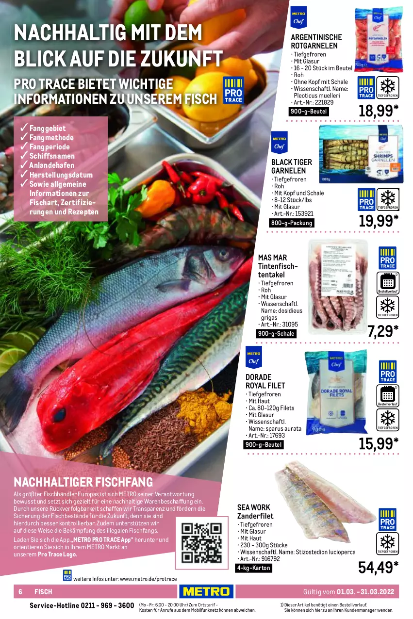 Aktueller Prospekt Metro - Lieferservice aktuell - von 01.03 bis 31.03.2022 - strona 6 - produkty: beutel, Dorade, dorade royal, eis, elle, filet, filets, fisch, garnelen, lack, LG, Metro, rezept, rezepte, Schal, Schale, Ti, Tiere, trolli, uhr, Zander