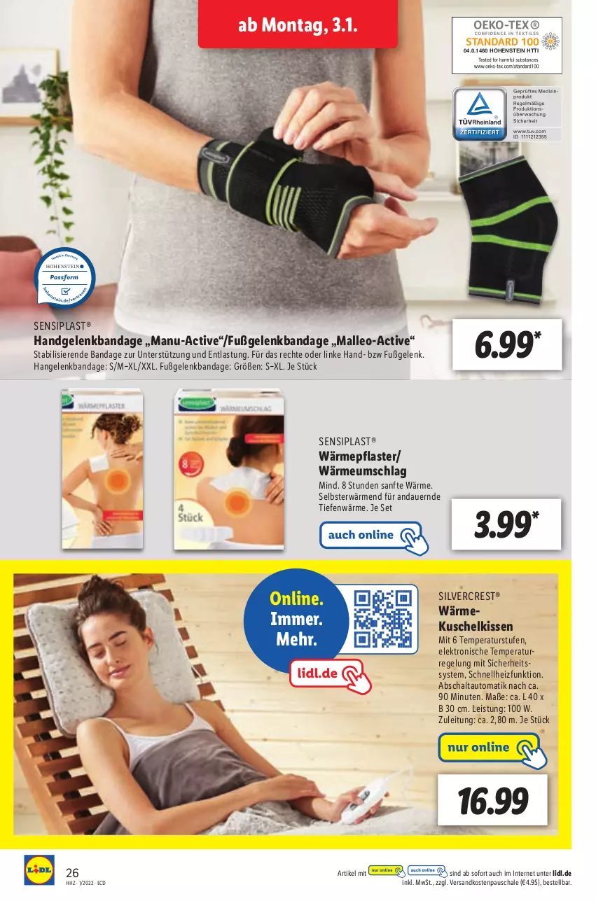 Aktueller Prospekt Lidl - Aktionsprospekt - von 03.01 bis 08.01.2022 - strona 26 - produkty: auer, auto, eis, Elektro, hohenstein, kissen, ndk, pflaster, Schal, Schale, silvercrest, Ti