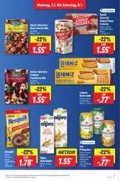 Gazetka promocyjna Lidl - Aktionsprospekt - Gazetka - ważna od 08.01 do 08.01.2022 - strona 7 - produkty: alesto, alpro, angebot, butter, butterkeks, Cashew, chips, choclait chips, choco crossies, cranberry, crossies, drink, eis, elle, frucht, getränk, getränke, hafer, Haferdrink, kakao, keks, leibniz, nesquik, nestlé, nuss, reis, saft, san pellegrino, teller, Ti, ZTE