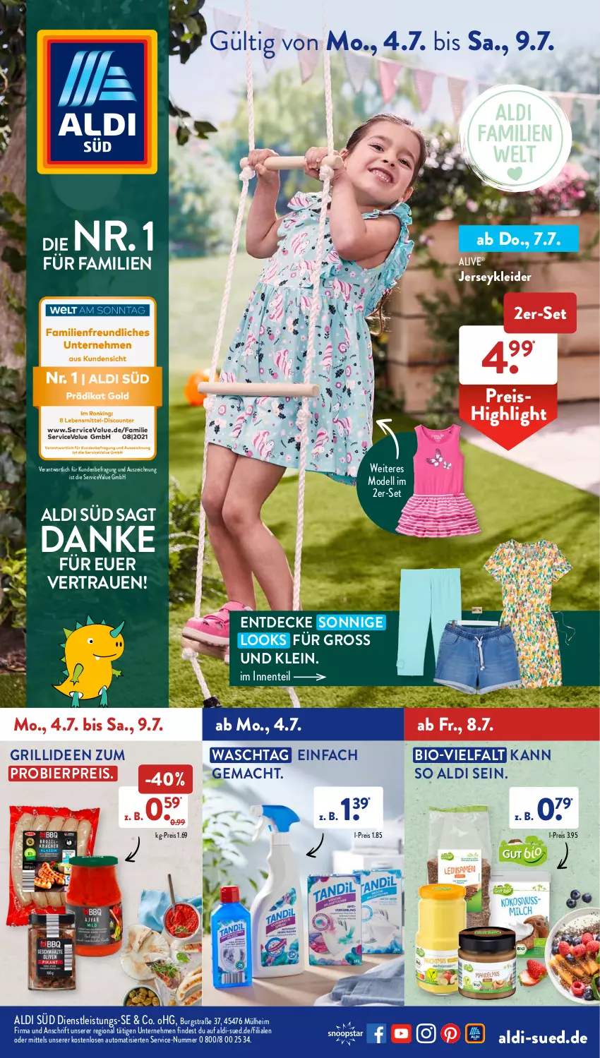 Aktueller Prospekt AldiSud - NÄCHSTE WOCHE - von 04.07 bis 09.07.2022 - strona 1 - produkty: aldi, auto, bier, bio, decke, dell, eis, ente, grill, kleid, kleider, mac, Mode, reis, Ti