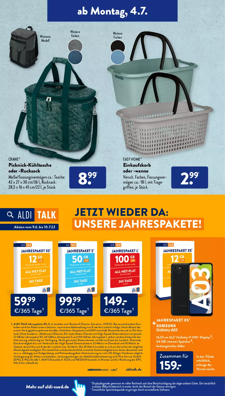 Aktueller Prospekt AldiSud - NÄCHSTE WOCHE - von 04.07 bis 09.07.2022 - strona 12 - produkty: akku, aldi, aldi talk, Bau, buch, dell, einkaufskorb, eis, hardware, kamera, korb, kühltasche, LG, medion, Mode, Rauch, ring, rucksack, rwe, sac, Software, spee, Tasche, Ti, tragegriff, usb, Wanne, ZTE