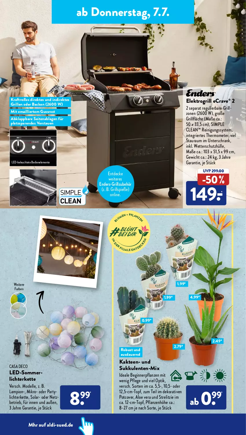 Aktueller Prospekt AldiSud - NÄCHSTE WOCHE - von 04.07 bis 09.07.2022 - strona 26 - produkty: aldi, aloe vera, auer, casa deco, decke, dell, Elektro, elle, enders, ente, gin, grill, grillfläche, Grillspieße, Grillzubehör, Kaktee, Kette, kraft, Leuchte, lichterkette, merl, Mode, pflanze, pflanzen, Reinigung, rel, Schrank, schutzhülle, sim, Sukkulente, tee, thermometer, Ti, topf, unterschrank