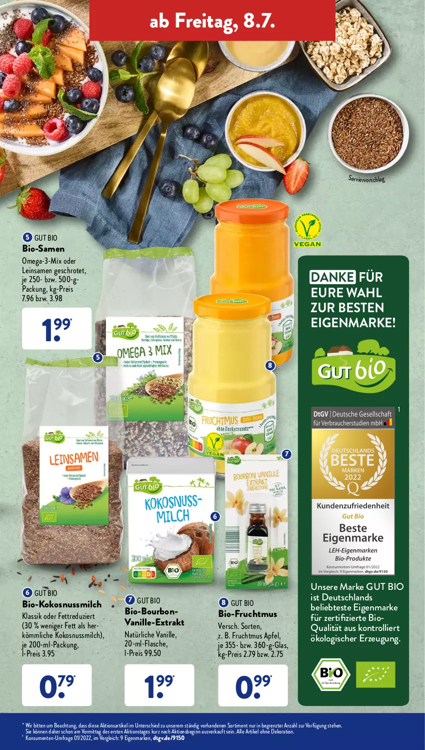 Aktueller Prospekt AldiSud - NÄCHSTE WOCHE - von 04.07 bis 09.07.2022 - strona 39 - produkty: alle artikel ohne dekoration, apfel, bio, bourbon, bourbonvanille, dekoration, eis, ente, flasche, frucht, Fruchtmus, gin, kokos, kokosnuss, Kokosnussmilch, milch, nuss, omega, Omega-3, reis, Ti, trolli, vanille, ZTE