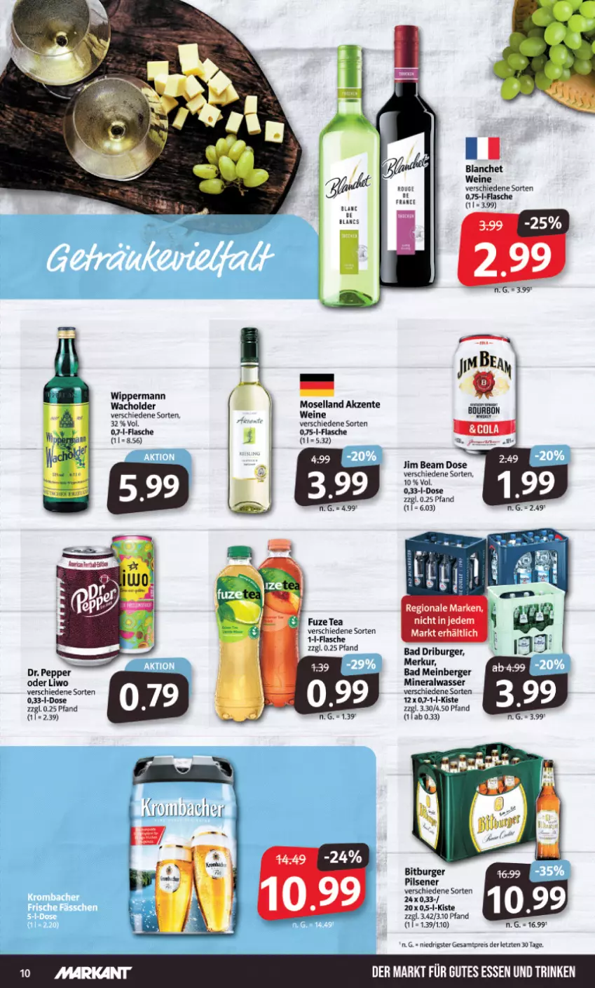 Aktueller Prospekt Markant - Prospekte - von 11.09 bis 16.09.2023 - strona 10 - produkty: Alwa, Bad, Berger, bitburger, bitburger pils, bourbon, burger, eis, flasche, jim beam, mineralwasser, pils, pilsener, reis, wasser, wein, weine, ZTE