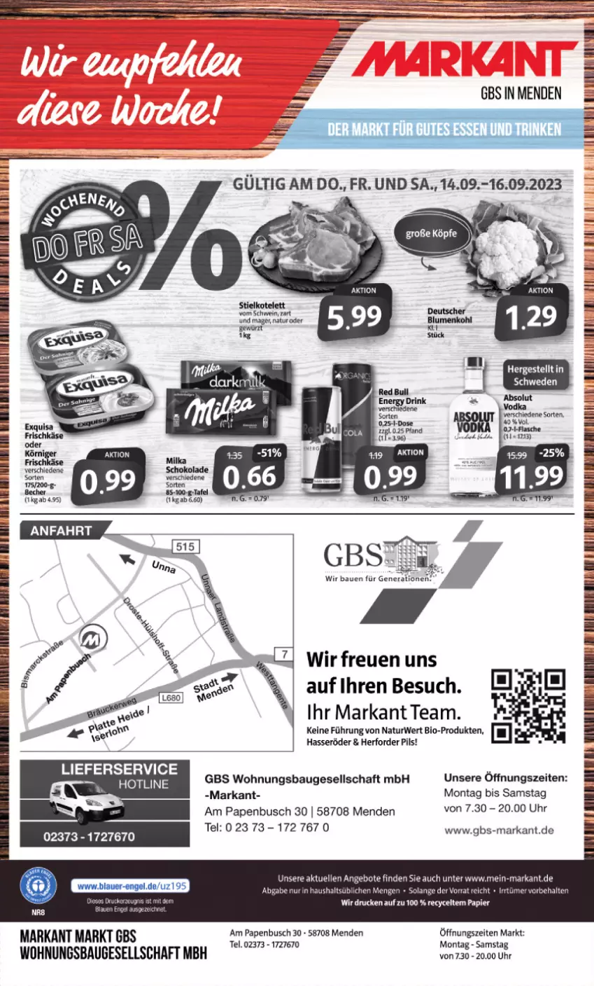 Aktueller Prospekt Markant - Prospekte - von 11.09 bis 16.09.2023 - strona 12 - produkty: angebot, angebote, Bau, Bebe, bio, brot, elle, erde, gewürz, hasseröder, lieferservice, natur, pils, rwe, schwein, Ti, uhr, wein